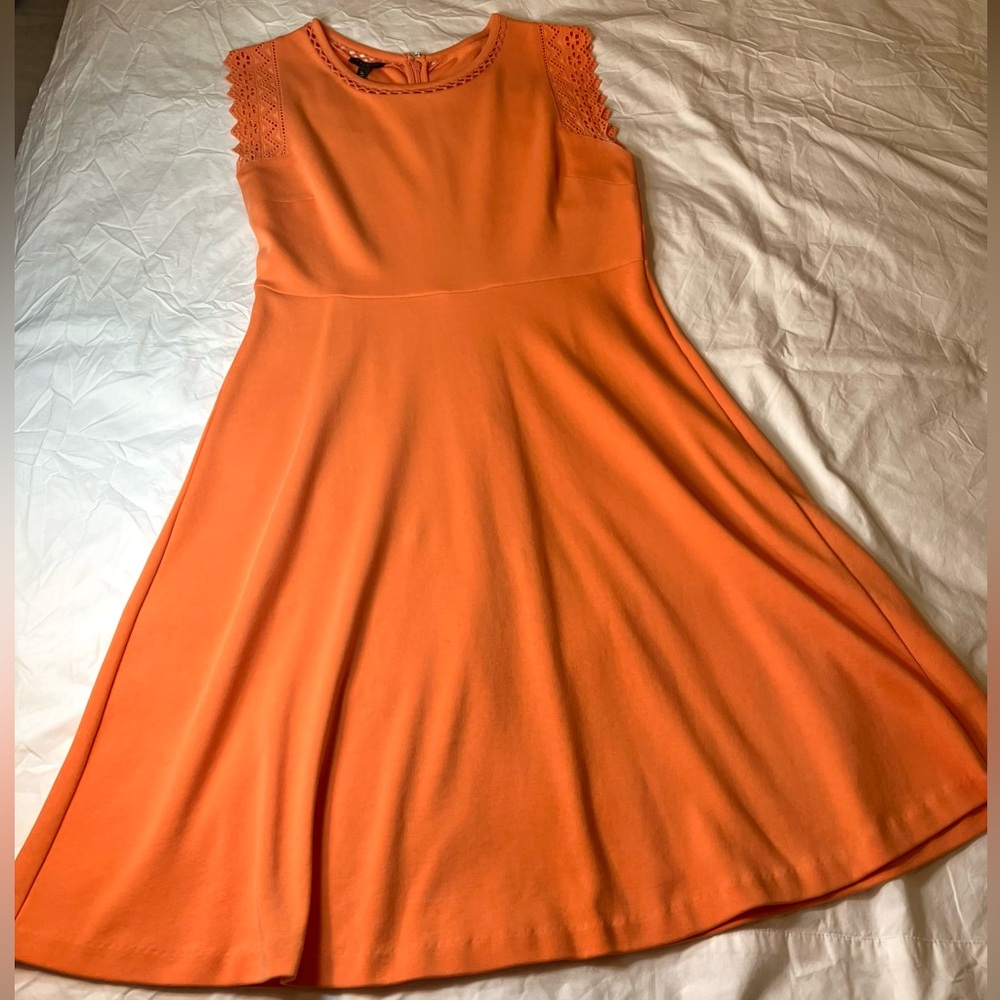PRICE DROP! Talbots fun orange dress with cute detailed cap sleeves, size SP - Picture 5 of 9